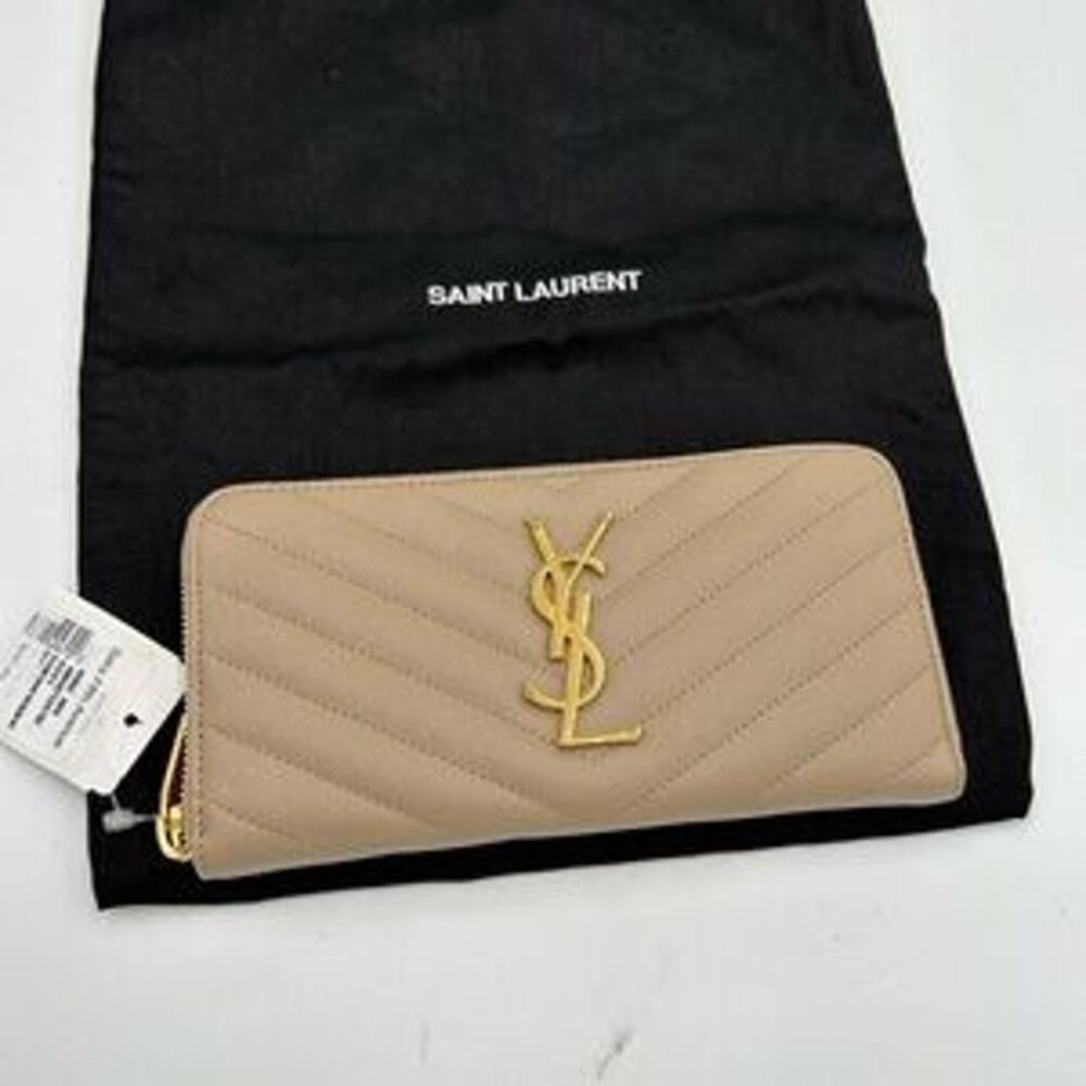 Women's SaintLaurent YSL monogram calf skin zip around wallet made in Italy. - Picture 11 of 12
